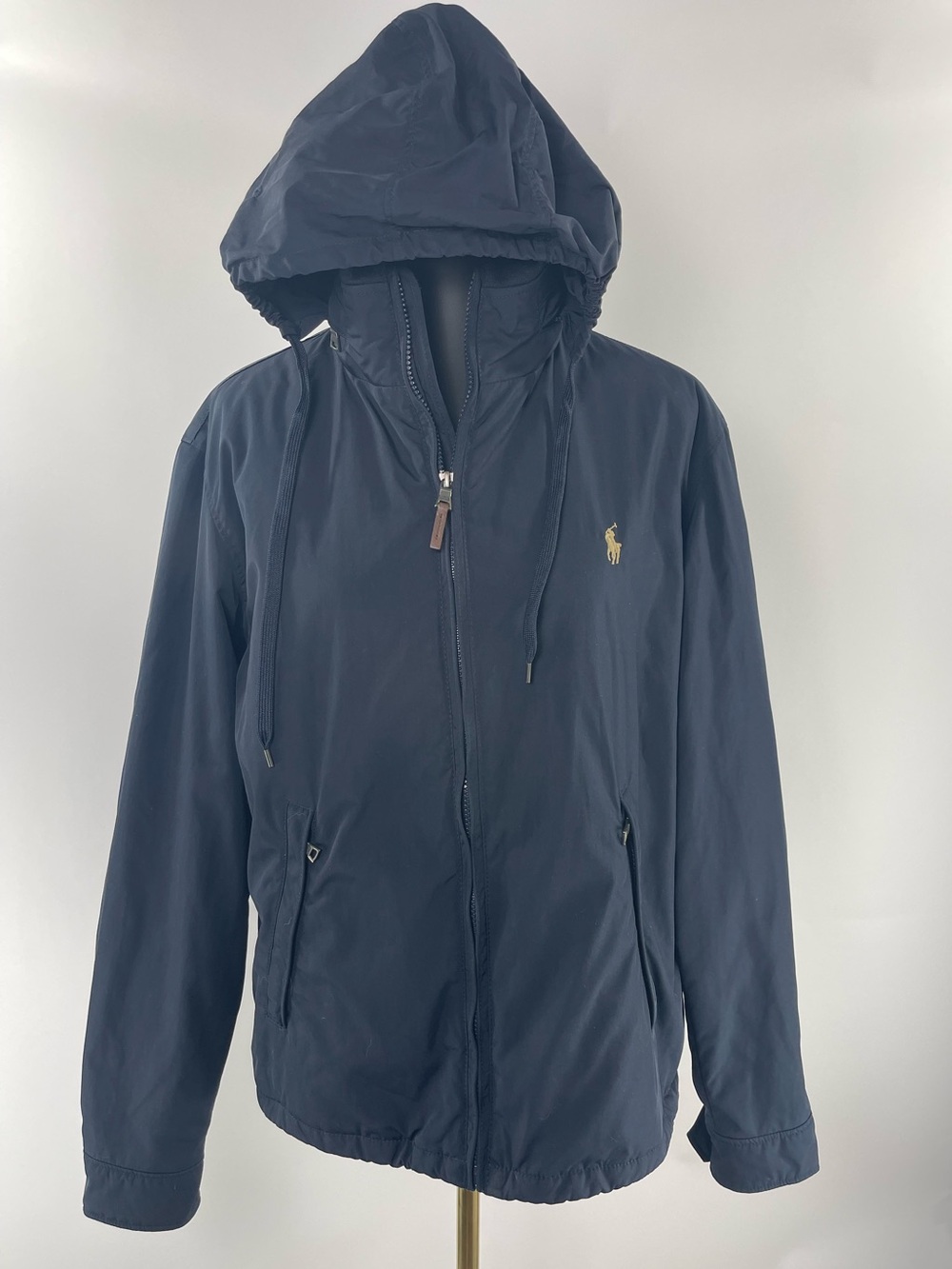 Vintage Polo Ralph Lauren Men’s Navy Fleece Lined Hooded Medium Jacket